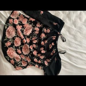 Black floral off the shoulder top